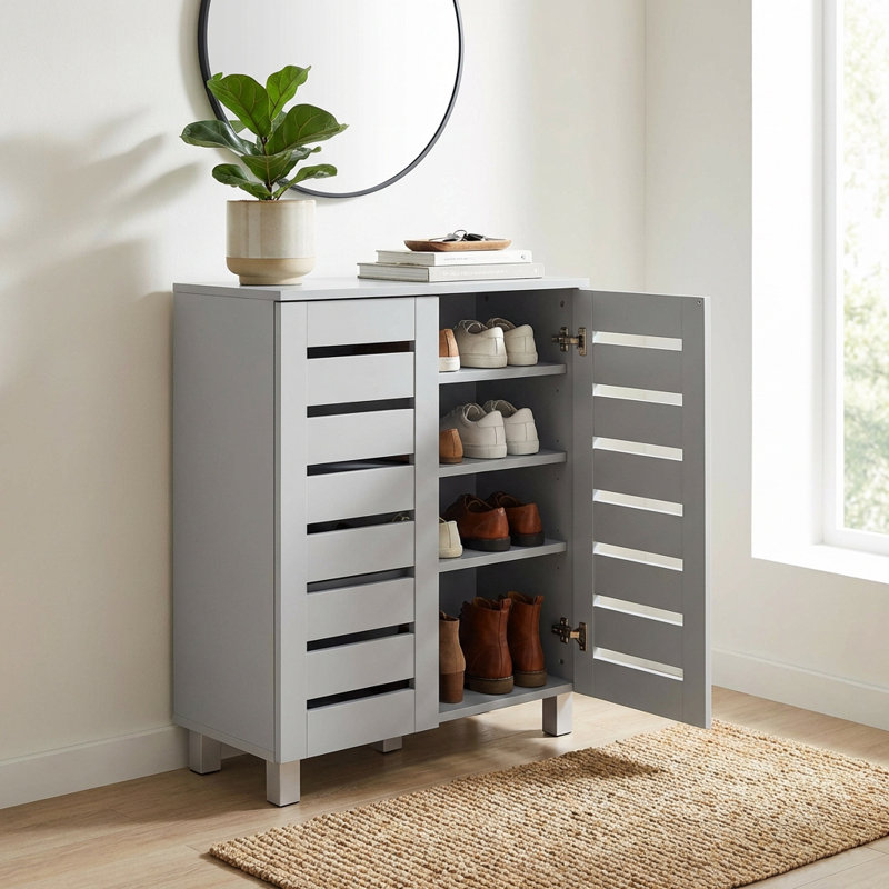 Euston 10 Pair Shoe Storage Cabinet, Grey