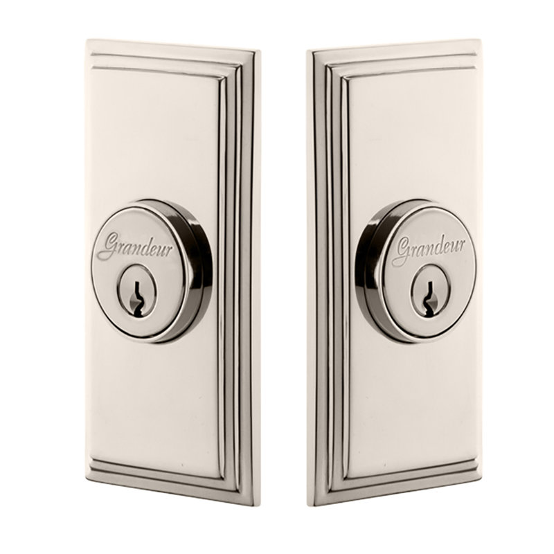 Pêne dormant à double cylindre Carre, 2.375", Nickel poli