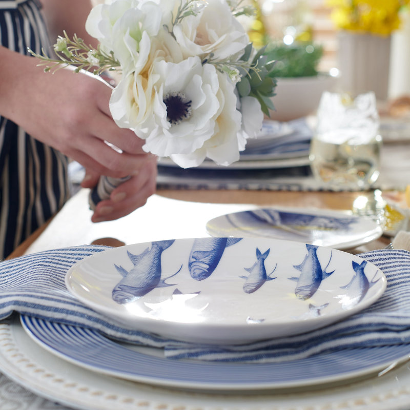 School Of Fish Porcelain Salad/Dessert Plate