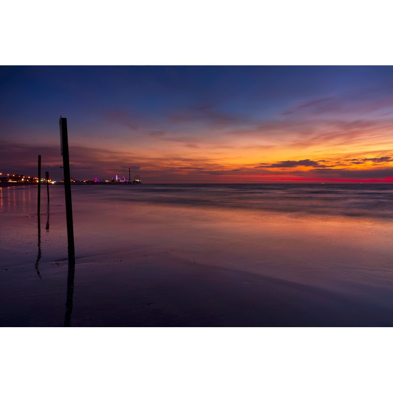 " Galveston Pleasure Pier At Sunrise " by Dean Fikar, 12" W x 8" H