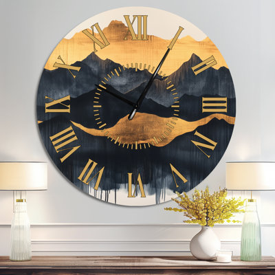 Horloge murale contemporaine en métal Mountain Mirage in Black II
