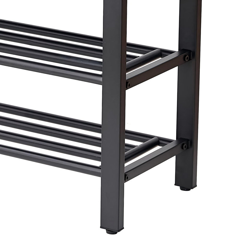 Banc de rangement transitionnel minimaliste pour chaussures avec sièges rembourrés