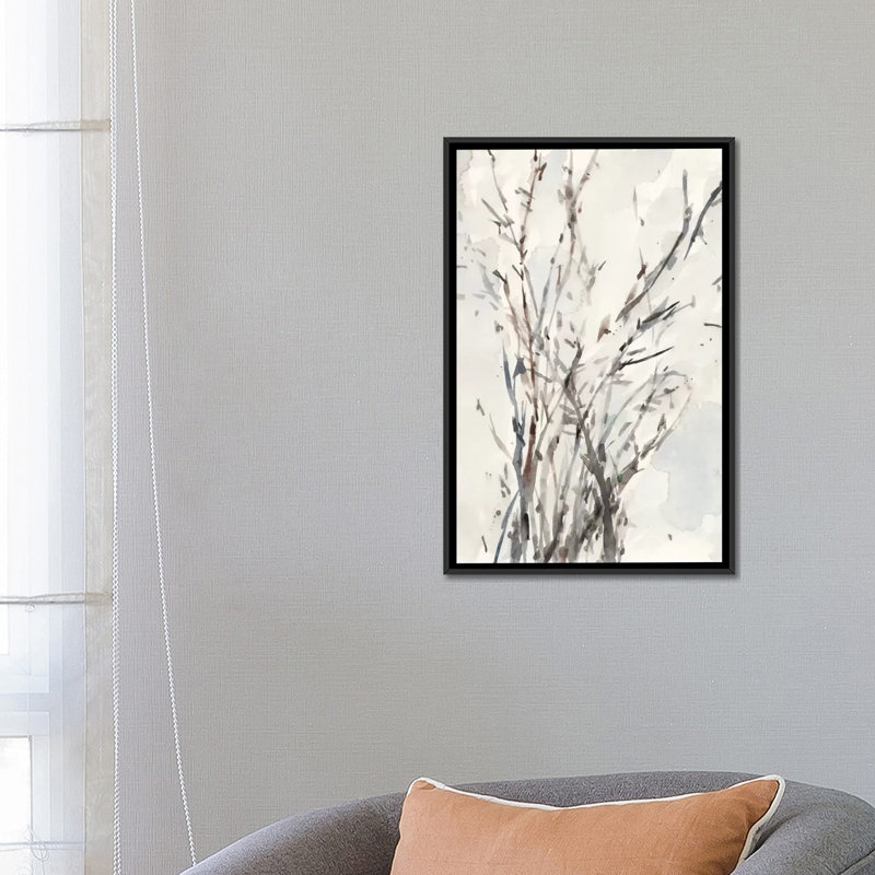 « aquarelle branches i », impression sur toile tendue, H 26 po x l 18 po x P 1,5 po, Toile avec cadre noir, Pas de tapis