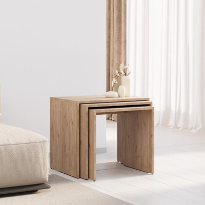 Florida Nest of 3 Tables - Space-Saving Side Tables - White or Oak Effect