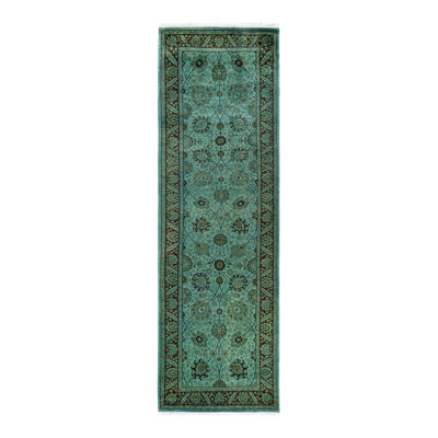 Tapis bleu noué à la main de conception unique Chimel