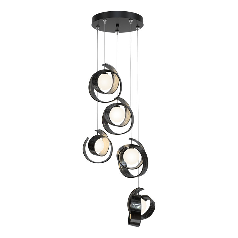 Luminaire suspendu géométrique à 5 lumières Riza, H 80 po x l 19,1 po x P 19,1 po, Encre