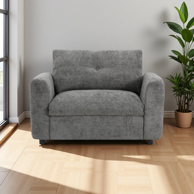 Fauteuil en chenille avec assise large, Gris