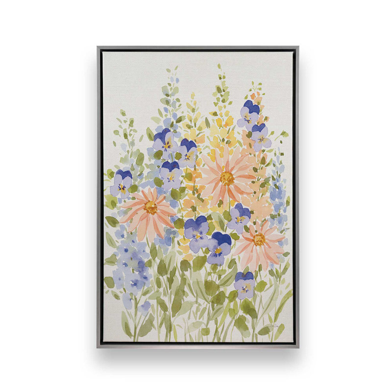 «Spring Celebration VI» par Katrina Pete, reproduction d'art, H 40 po x l 30 po, Cadre flottant, Argent argent