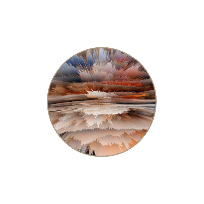 Tapis décoratif tissé de couleur vive lavable à la machine, Sous-tapis rond 3 pi 3 po inclus