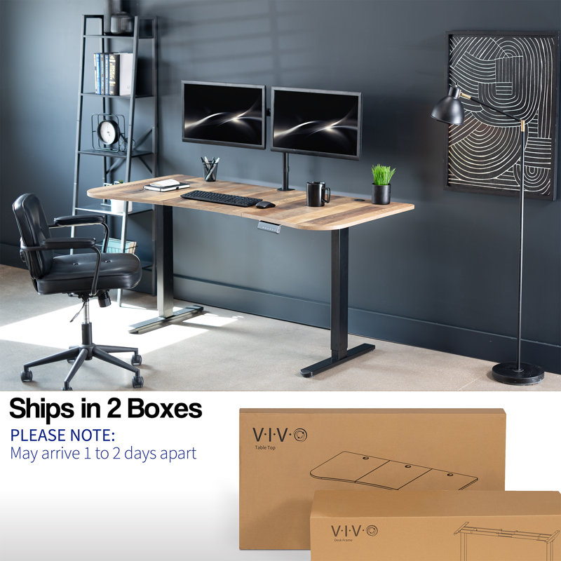 Bureau debout électrique 63 "x 32" VIVO, série E2B1B, Bois recyclé / noir