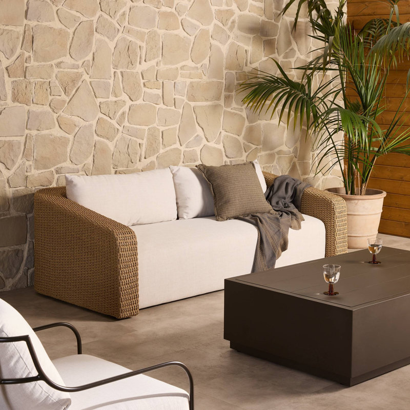 Westby Outdoor Sofa-Faux Black Hyacinth, Vergo Cream, Faux Hyacinth