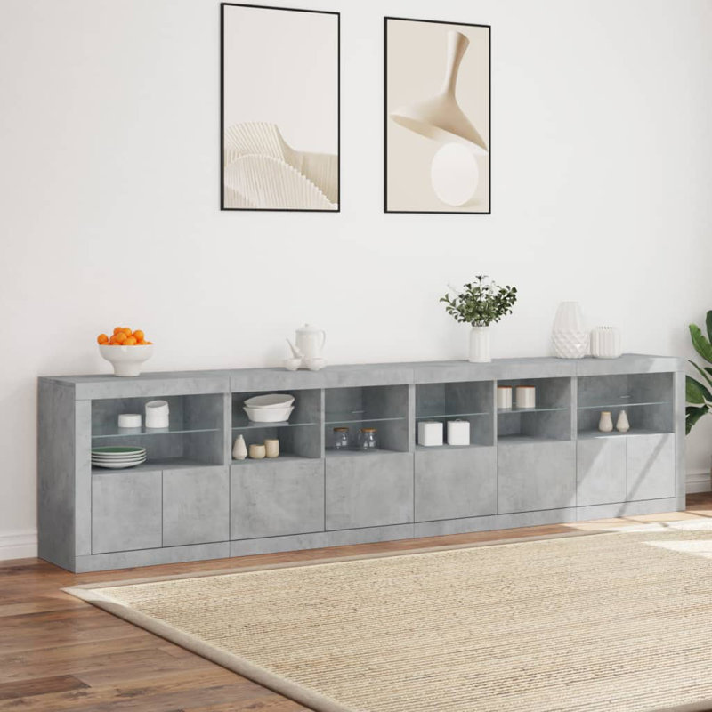 Basilotto 283cm Sideboard, Concrete Grey