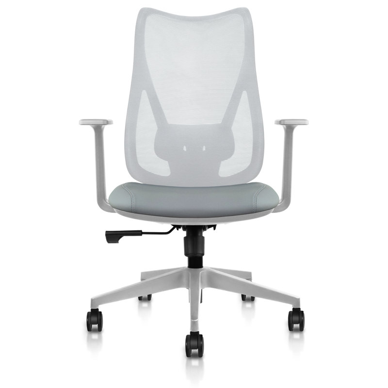 Kumpe Mesh Office Chair – Leather Seat, Adjustable Lumbar Support, Swivel with Wheels, Conference Room Ergonomic Design