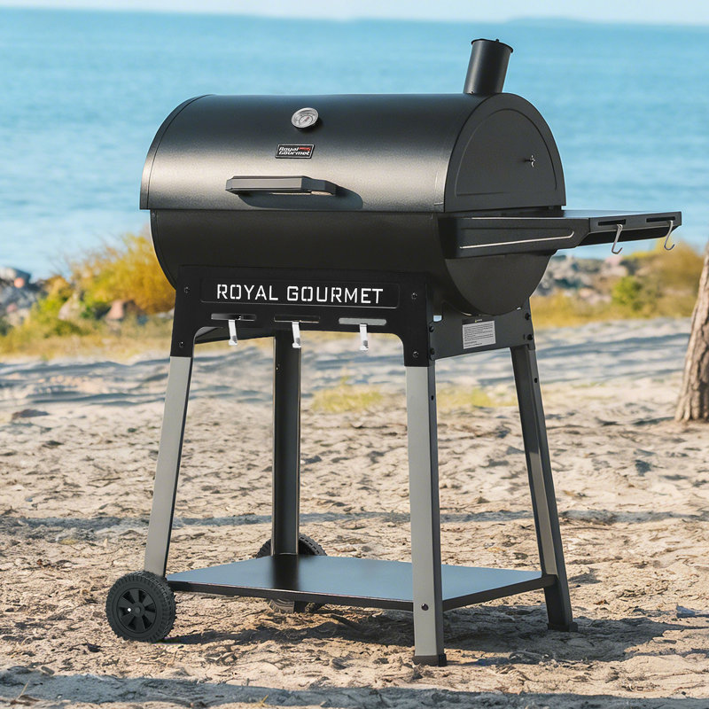 Royal Gourmet 28-Inch Heavy Duty Charcoal Grill with Side Shelf, Black