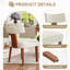 Ensemble de 6 chaises de salle à manger sans accoudoirs modernes, revêtement en lin beige avec dossier incurvé et pieds en bois massif-426475864-426475867