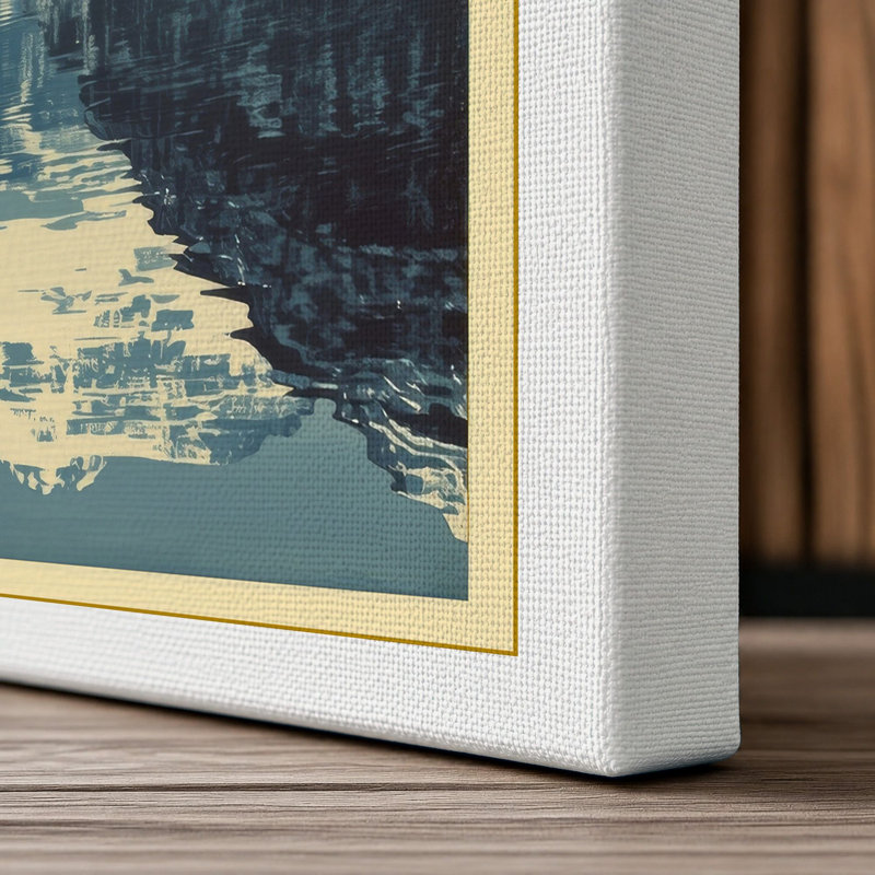 Mountain Lake Reflection Scandinavian - Wrapped Canvas, 18x12 - 45.7 x 30.5 cm, White Border