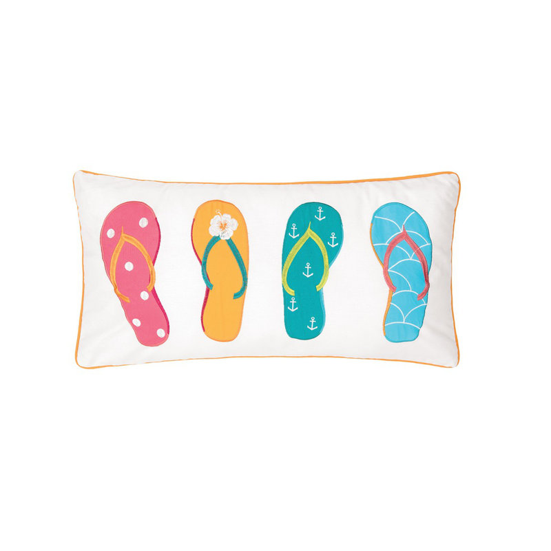 Gervais 4 Flip Flops Embroidered Throw Pillow