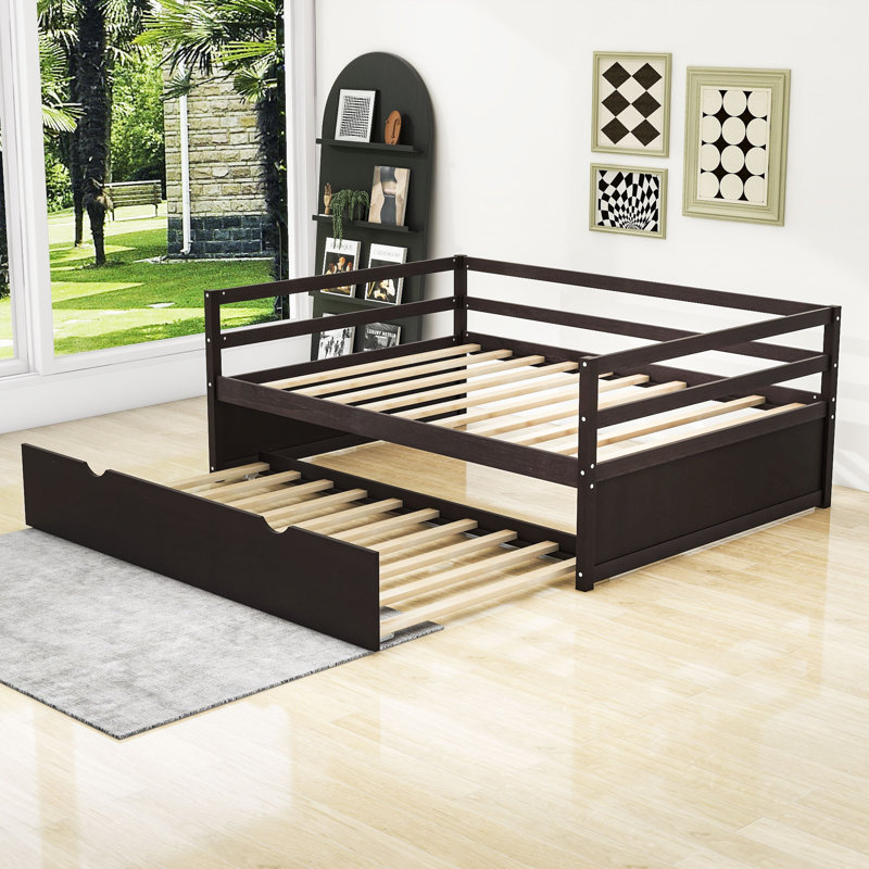 Yeimi Wood Twin Daybed with Twin Trundle, Espresso
