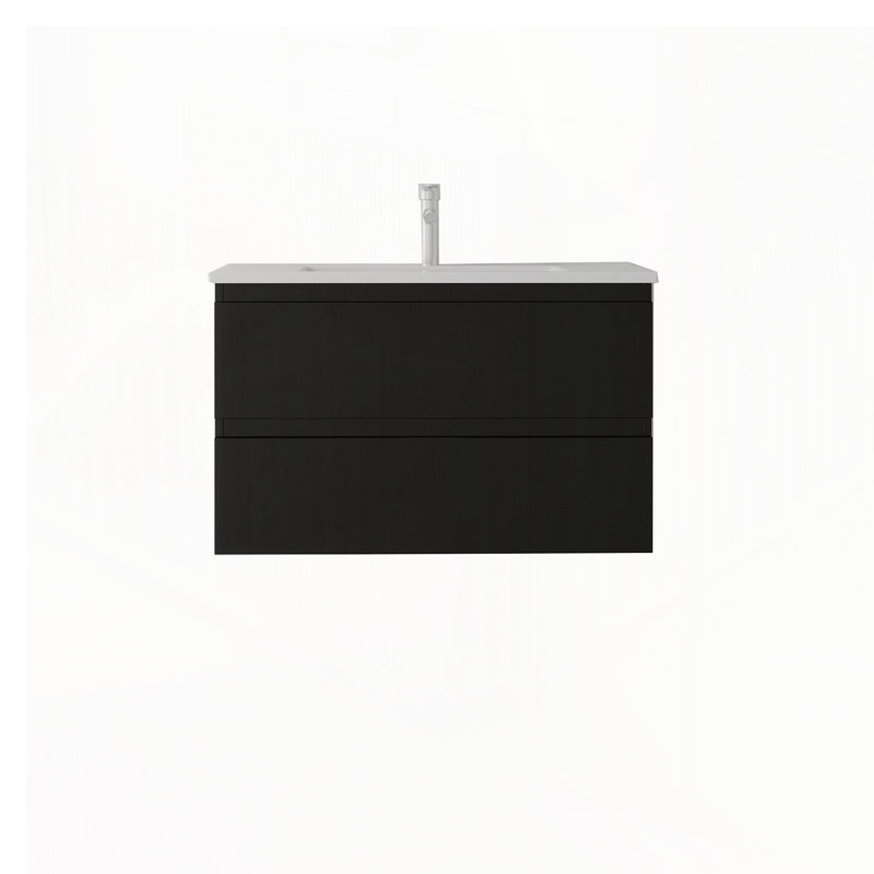 Meuble-lavabo flottant 30 po avec lavabo, 30", Noir