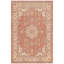 Tapis persan traditionnel avec médaillon délavé, style Harvest, orange, ivoire, or, vert et gris, lavable à la machine, antidérapant, à poils courts, pour l'intérieur et l'extérieur, adapté aux animaux domestiques, idéal pour le salon, la chambre, la salle à manger, l'entrée, le couloir ou le bureau.-350910456
