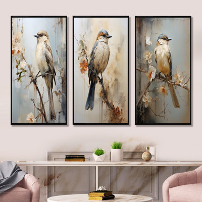 Minimalism Beige Bird On Branch