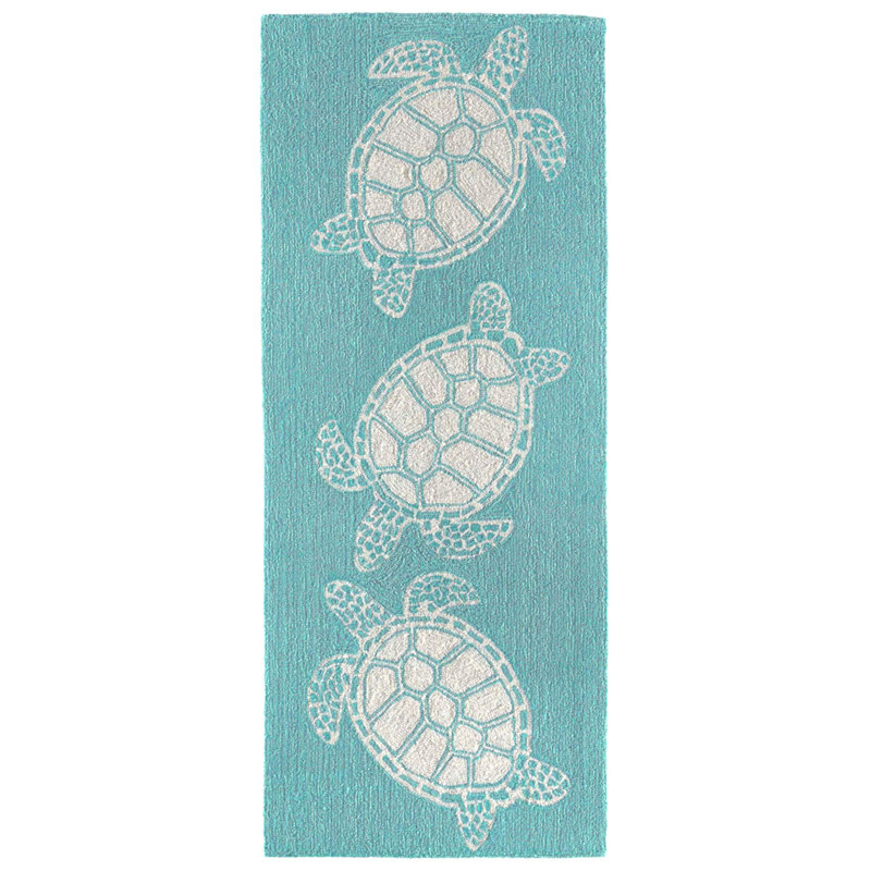 Tapis intérieur / extérieur bleu Walczak, Tapis de couloir 2 pi x 5 pi