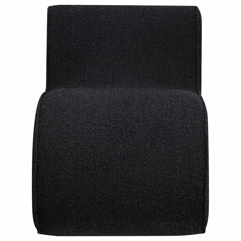 Chaise courbée rembourrée sans accoudoirs Charcoal Boucle, Gris anthracite