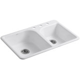 Efficiency 33" L x 22" W x 7.63" D Top-Mount Large/Medium Double-Bowl Kitchen Sink