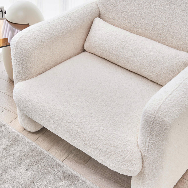 30.31'' Wide Armchair,Accent Chair,Living Room Chair With Lumbar Pillow, Beige Wool Incorrect