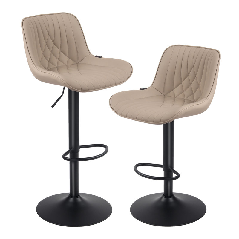 Swivel Bar Stools Modern Faux Leather Upholstered Counter Stools for Kitchen Island, Adjustable Height Stools with Footrest for Home Bar