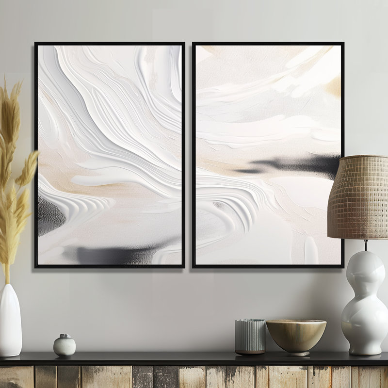 Chevere - art abstrait sur toile marbrée, Noir, H 36 po x l 48 po, Reproduction encadrée sans passe-partout