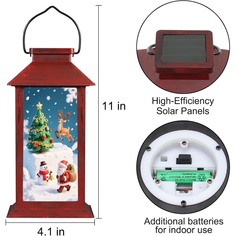 Solar Snowman Christmas Lantern, Waterproof Outdoor Decorative LED Light for Porch, Garden and Tabletop