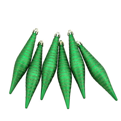 Glitter Stripes Shatterproof Christmas Finial Drop Ornament