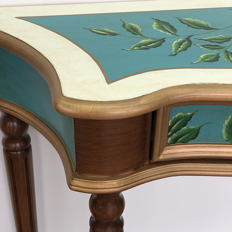 36.61" Blue Rectangular Solid Wood Console Table