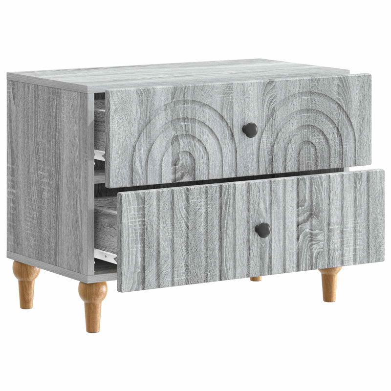 62cm W Manufactured Wood Bedside Table, Grey Sonoma