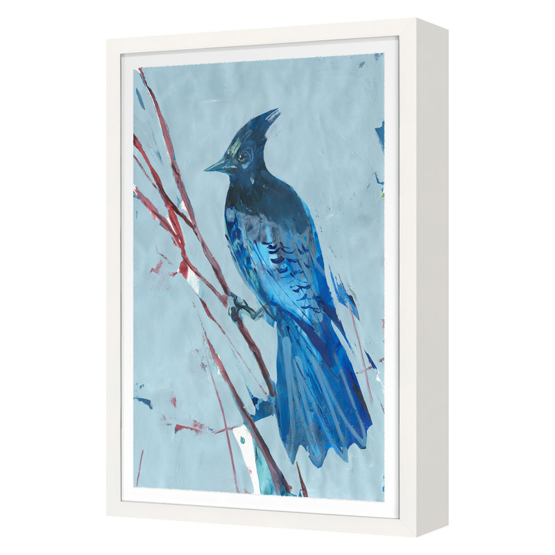 «Blue Jay 3» par PC Ngo - impression d'un seul cadre, Cadre blanc, H 45 po x l 30 po
