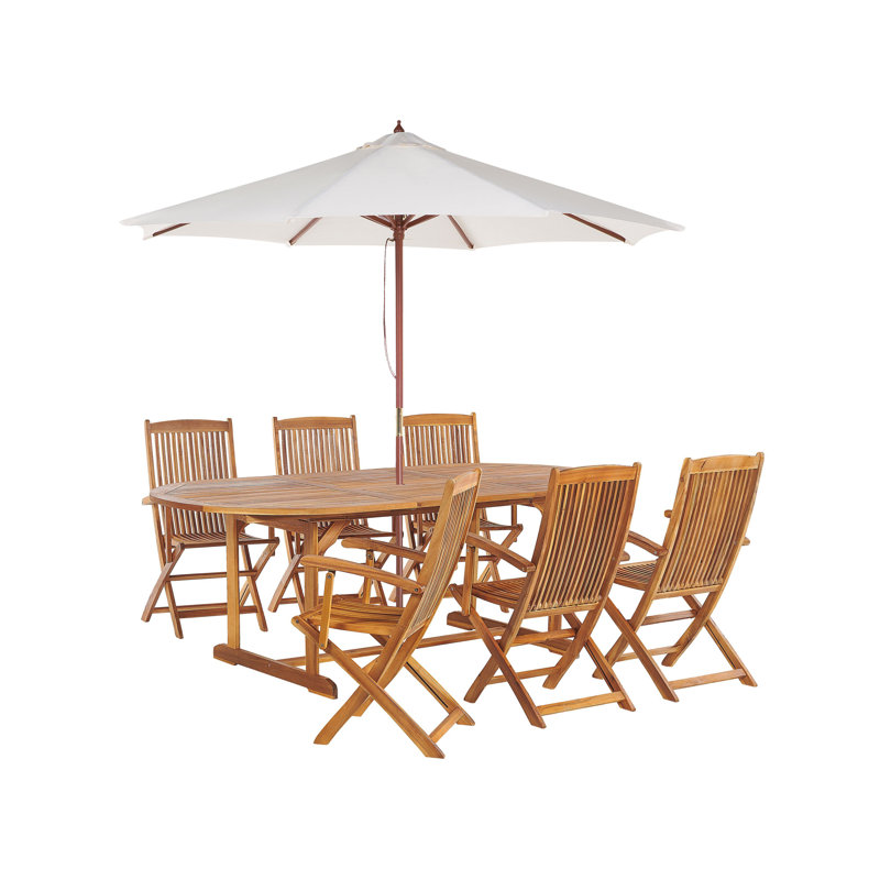 Nicolas 6 - Person Acacia Patio Dining Set with Oval Table