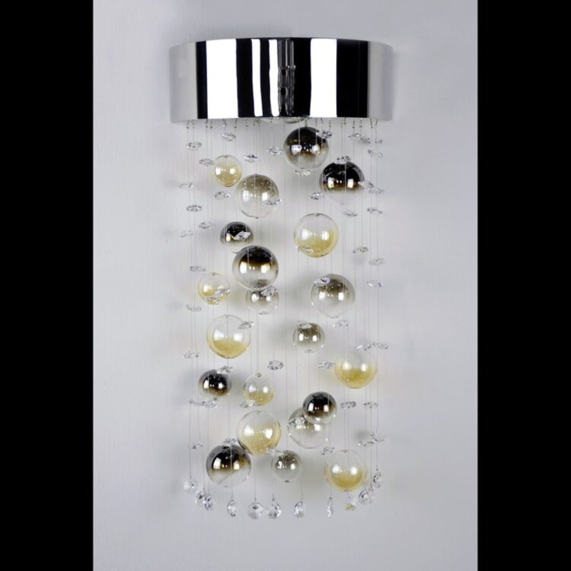Lustre en cristal clair nuit ciel, Fumée, Or antique, 28" Diameter x 20" Height