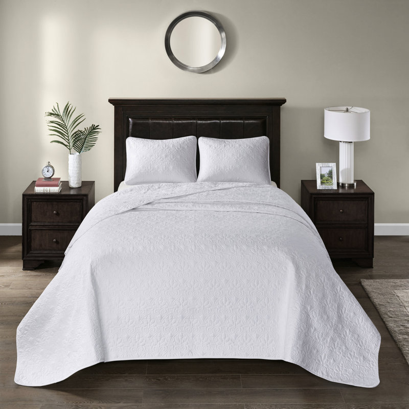 Couvre-lit réversible simple - blanc, intérieur en coton confortable, design attrayant, s'adapte bien aux matelas, confort prélavé facile à nettoyer, motif ajoutant du style, facilement lavable