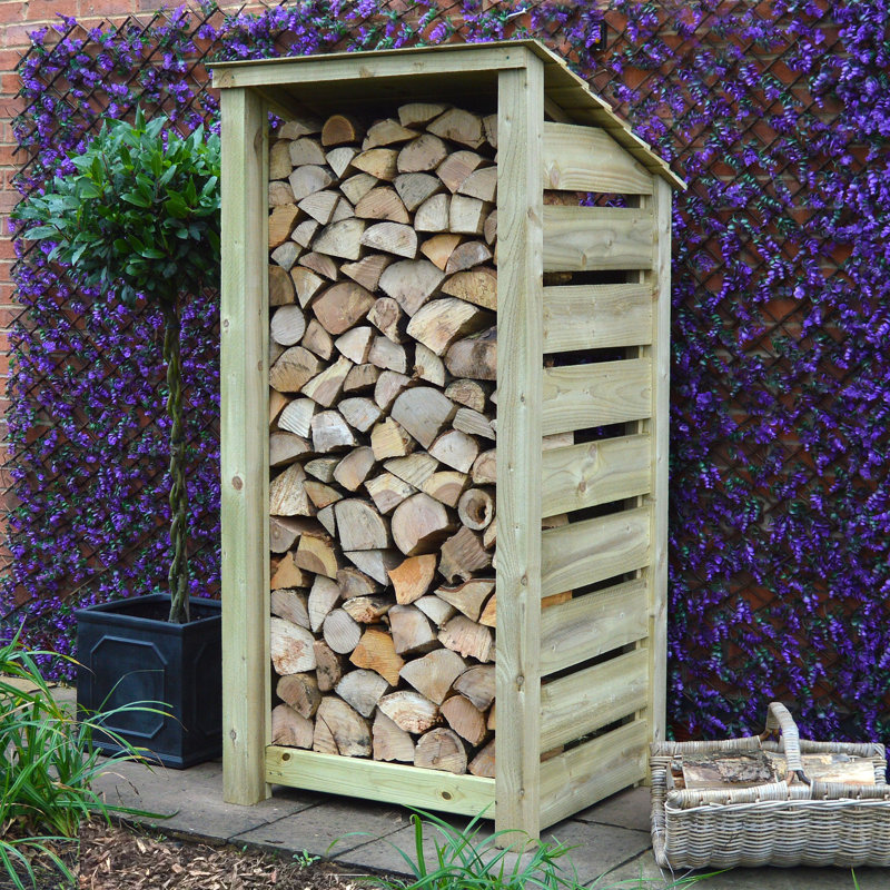 Stanardsville 89.5cm W x 74.5cm D Solid Wood Log Store, Light Green