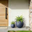 Grand pot à fleurs rond en béton bleu marine 19,5 po avec intérieur amélioré et trous de drainage pour l'intérieur et l'extérieur-781112012-781112001