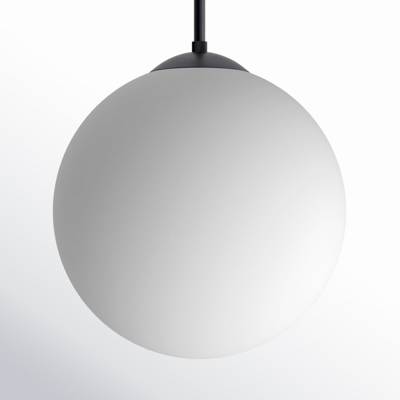 Luminaire suspendu simple à 1 lumière Wilbourn, Noir, H 14,5 po x l 14 po x P 14 po