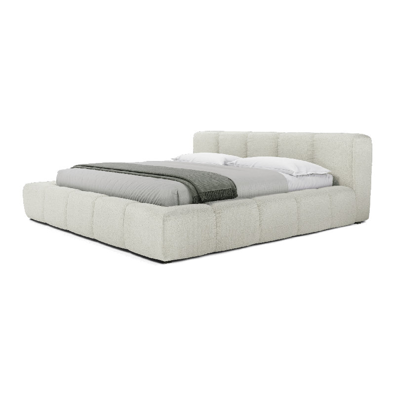 Halsted Queen Bed in Merino Pearl Fabric, King