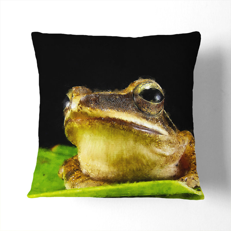 Frog Vol.2 Painting Square Throw Cushion, Black, 40cm H x 40cm W x 15cm D