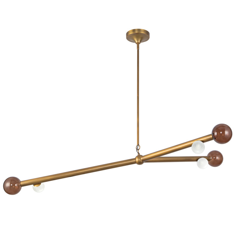 Reese 6 - Light LED Chandelier, Vintage Brass/Amber Glass