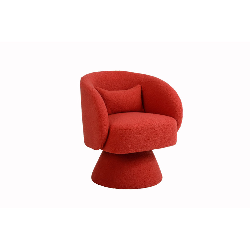 Huertes Upholstered Swivel Armchair, Red Faux Fur