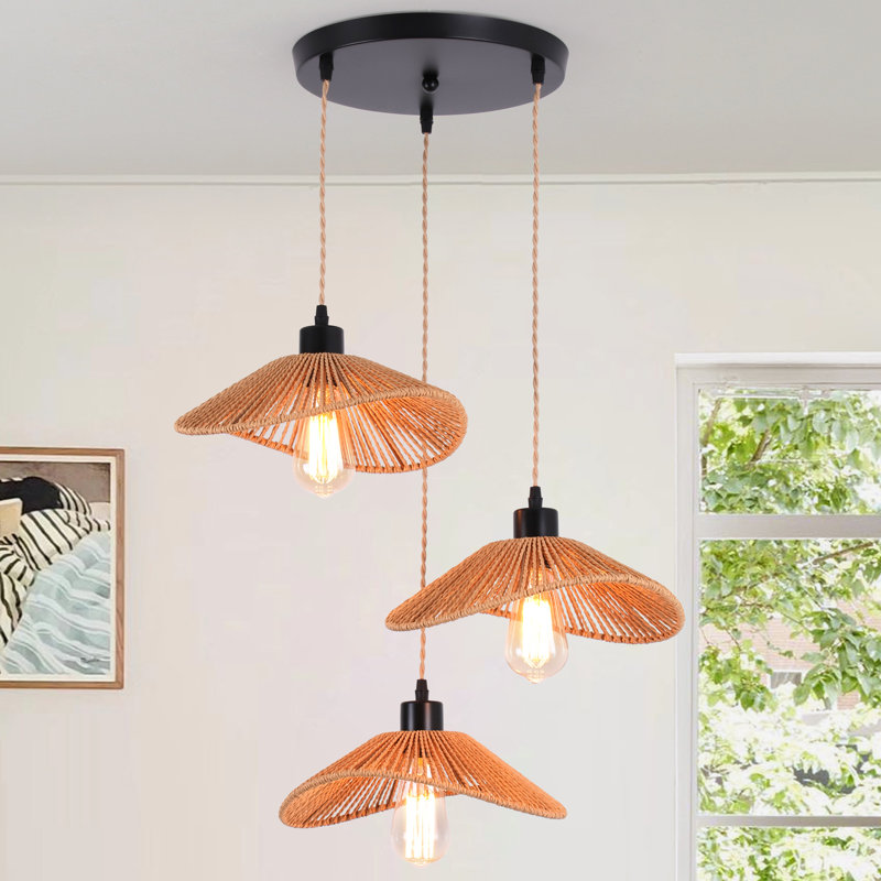 Luminaire suspendu en rotin 3 lumières Nia