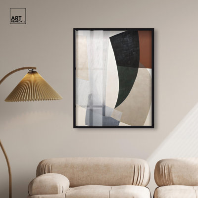 Décoration murale abstraite peinte et tourbillonnante III par Art Remedy, cadre noir, 30 x 36