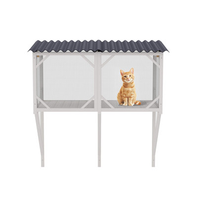 Boîte pour chat, fenêtre d'extérieur pour chat 43,3 po pour bronzer, faire la sieste et regarder, perchoir pour grands chats d'intérieur - utilisation toutes saisons, cage pour chat