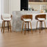 Modern Faux Leather Swivel 30'' Bar Stools, Wood Stools With Arms And Footrest